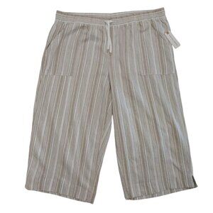 Land N Sea Women's Beige & White Striped Linen Blend Shorts, Size 3X, NWT